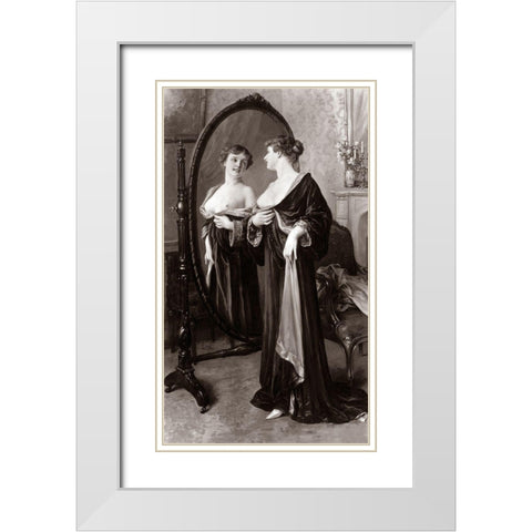 Satisfaction White Modern Wood Framed Art Print with Double Matting by Vintage Nudes