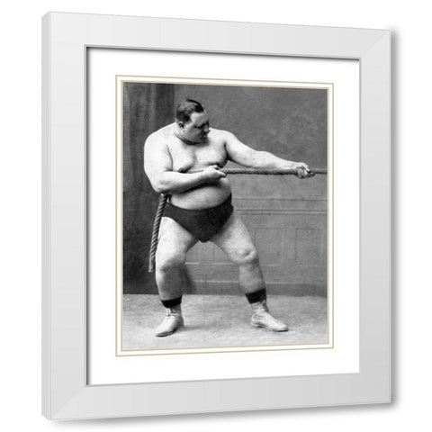 Tug of War Flex White Modern Wood Framed Art Print with Double Matting by Vintage Muscle Men