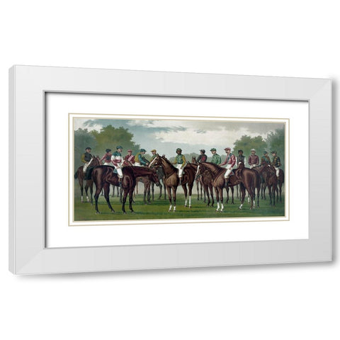 Celebrated winning horses and jockeys of the American turf White Modern Wood Framed Art Print with Double Matting by Currier and Ives