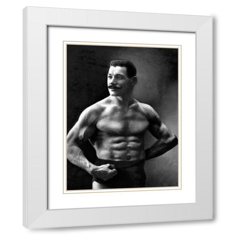 Oscar the Russian Wrestler White Modern Wood Framed Art Print with Double Matting by Vintage Wrestler