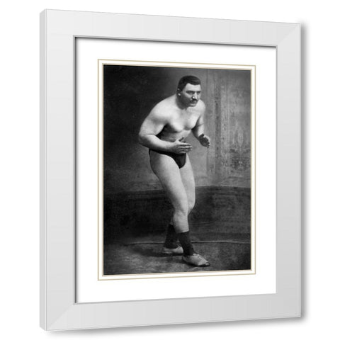 Ready to Wrestle White Modern Wood Framed Art Print with Double Matting by Vintage Wrestler