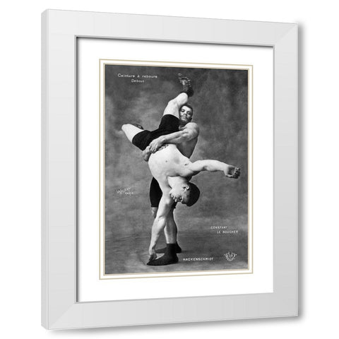 Ceinture a Rebours Debout White Modern Wood Framed Art Print with Double Matting by Vintage Wrestler