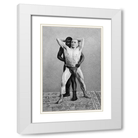 Champion Russian Wrestler White Modern Wood Framed Art Print with Double Matting by Vintage Wrestler