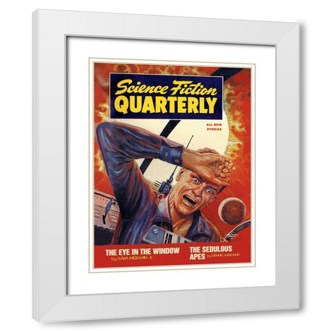 Science Fiction Quarterly: Crash Course with the Sun White Modern Wood Framed Art Print with Double Matting by Retrosci-fi