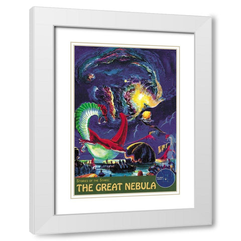 Retrosci-fi: Stories of the Stars - The Great Nebula White Modern Wood Framed Art Print with Double Matting by Paul, Frank R.