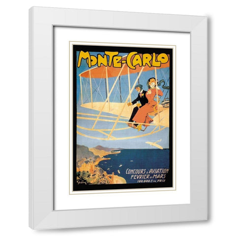 Monte Carlo Concours dAviation White Modern Wood Framed Art Print with Double Matting by Grun, Jules Alexandre