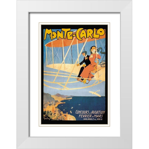 Monte Carlo Concours dAviation White Modern Wood Framed Art Print with Double Matting by Grun, Jules Alexandre