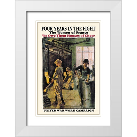 Four Years in the Fight: The Women of France, 1918 White Modern Wood Framed Art Print with Double Matting by Jonas, Lucien
