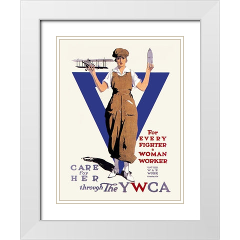United War Work Campaign White Modern Wood Framed Art Print with Double Matting by Treidler, Adolph