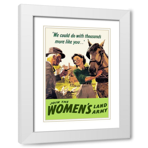 Join the Womens Land Army White Modern Wood Framed Art Print with Double Matting by Cross