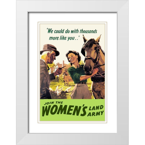 Join the Womens Land Army White Modern Wood Framed Art Print with Double Matting by Cross