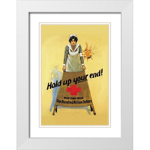 Hold Up Your End White Modern Wood Framed Art Print with Double Matting by King, W.B.