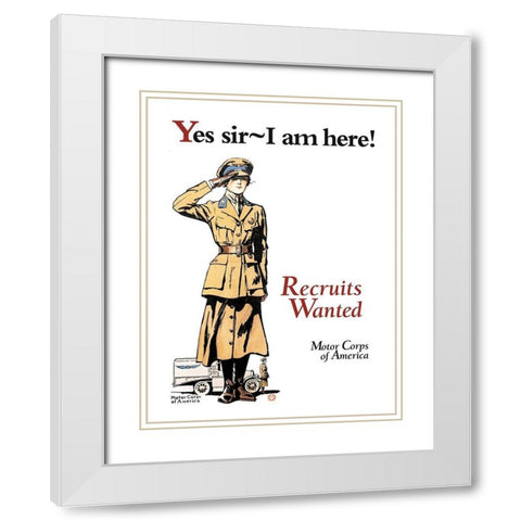 Recruits Wanted: Motor Corps of America White Modern Wood Framed Art Print with Double Matting by Penfield, Edward