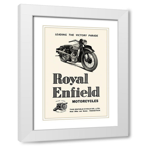 Royal Enfield Motorcycles: Leading the Victory Parade White Modern Wood Framed Art Print with Double Matting by Unknown