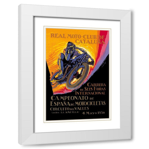 Real Motor Club of Cataluna - 6 Hour Race White Modern Wood Framed Art Print with Double Matting by Segrelles, Josep
