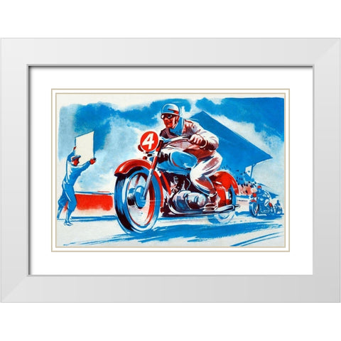 No. 4 Motorcycle White Modern Wood Framed Art Print with Double Matting by Unknown
