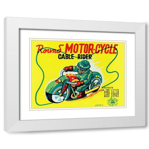 Round Motor-cycle Cable Rider White Modern Wood Framed Art Print with Double Matting by Unknown
