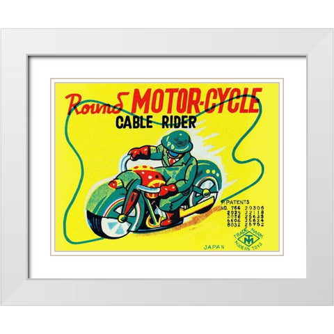 Round Motor-cycle Cable Rider White Modern Wood Framed Art Print with Double Matting by Unknown