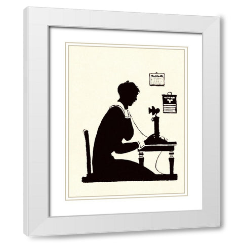 Homemaker Makes a Phone Call White Modern Wood Framed Art Print with Double Matting by Parrish, Maxfield