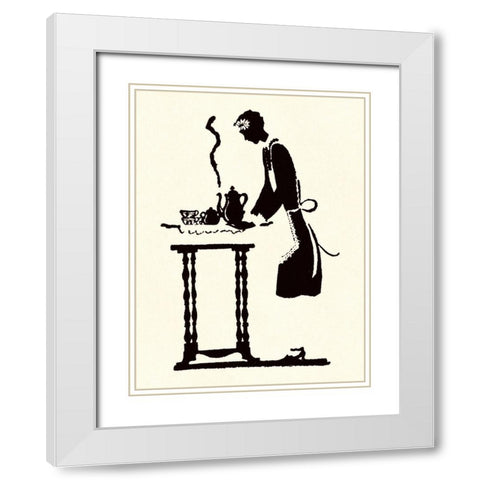 Maid Prepares Hot and Steaming Coffee White Modern Wood Framed Art Print with Double Matting by Parrish, Maxfield