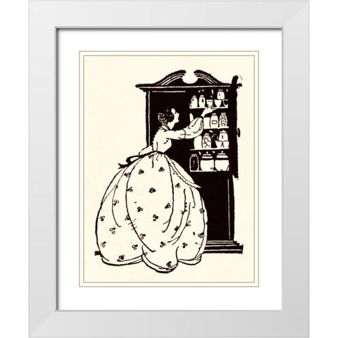 Homemaker Pulls China From Vitrine White Modern Wood Framed Art Print with Double Matting by Parrish, Maxfield