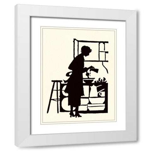 Homemaker Waters Plants in a Home White Modern Wood Framed Art Print with Double Matting by Parrish, Maxfield