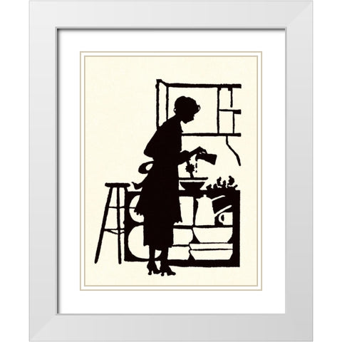 Homemaker Waters Plants in a Home White Modern Wood Framed Art Print with Double Matting by Parrish, Maxfield