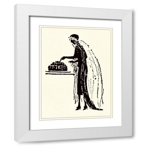 Bride Cuts Her Wedding Cake White Modern Wood Framed Art Print with Double Matting by Parrish, Maxfield