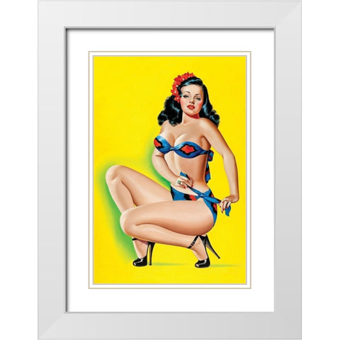 Beauty Parade Magazine: Pinup in a Bikini White Modern Wood Framed Art Print with Double Matting by Driben, Peter
