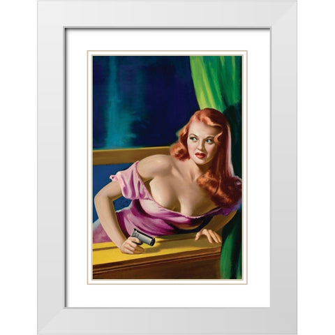 Detective Yearbook Magazine: Catching the Thief White Modern Wood Framed Art Print with Double Matting by Driben, Peter