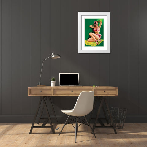 Flirt Magazine: Pinup with Hat White Modern Wood Framed Art Print with Double Matting by Driben, Peter