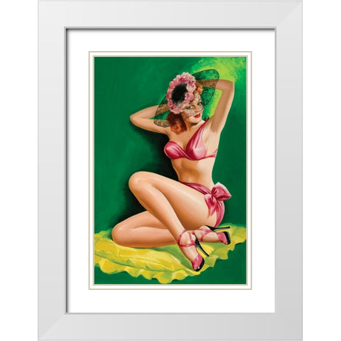 Flirt Magazine: Pinup with Hat White Modern Wood Framed Art Print with Double Matting by Driben, Peter