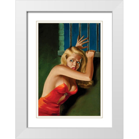 The Prisoner - Pulp Cover White Modern Wood Framed Art Print with Double Matting by Driben, Peter