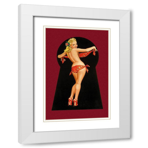 Whisper Magazine: Keyhole Pinup with Bandana White Modern Wood Framed Art Print with Double Matting by Driben, Peter
