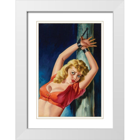 Pulp Cover - The Captive White Modern Wood Framed Art Print with Double Matting by Driben, Peter