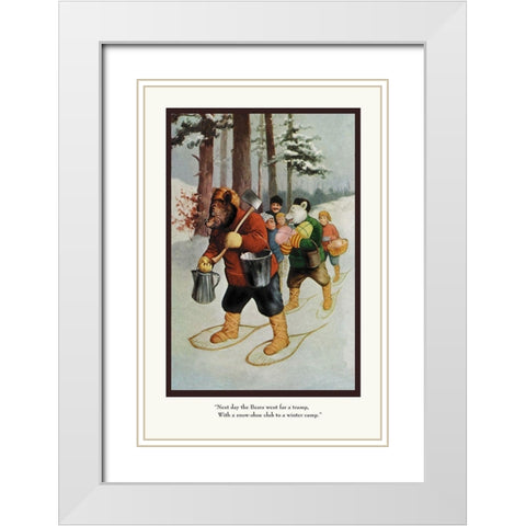 Teddy Roosevelts Bears: The Snow-Shoe Club White Modern Wood Framed Art Print with Double Matting by Culver, R.K.