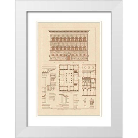 Palazzo Strozzi at Florence White Modern Wood Framed Art Print with Double Matting by Buhlmann, J.