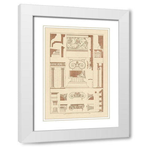 Ionic Capitals White Modern Wood Framed Art Print with Double Matting by Buhlmann, J.