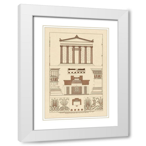 Portico, Coffer and Palmette-Ornament White Modern Wood Framed Art Print with Double Matting by Buhlmann, J.