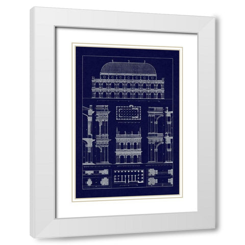Basilica at Vicenza and Library of St. Marks at Venice (Blueprint) White Modern Wood Framed Art Print with Double Matting by Buhlmann, J.