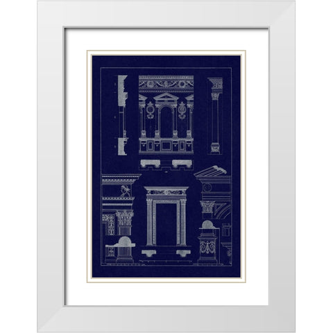 Window in the Cortile of Dodges Palace, Palazzo Vecchio, and Santa Croce (Blueprint) White Modern Wood Framed Art Print with Double Matting by Buhlmann, J.