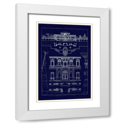 Villa Sacchetti, Villa Papa Giulio at Rome (Blueprint) White Modern Wood Framed Art Print with Double Matting by Buhlmann, J.