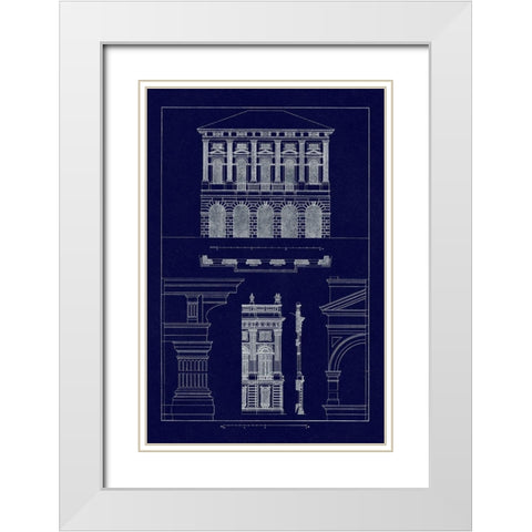 Palazzo Verzi at Verona, Palazzo Madama (Blueprint) White Modern Wood Framed Art Print with Double Matting by Buhlmann, J.