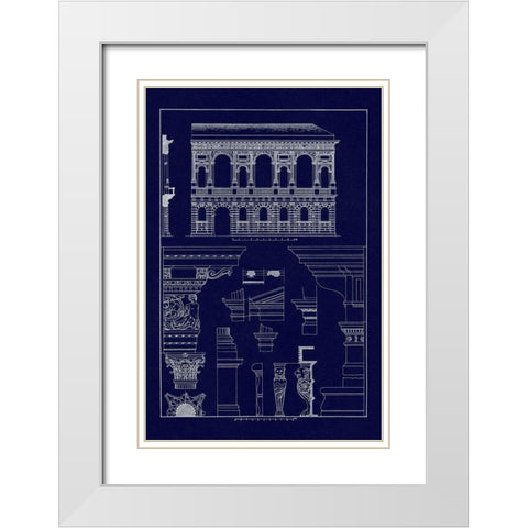 Palazzo Bevilacqua at Verona (Blueprint) White Modern Wood Framed Art Print with Double Matting by Buhlmann, J.