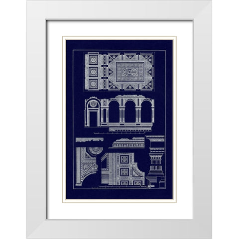 Covered Ceiling, Hotel de Villa (Blueprint) White Modern Wood Framed Art Print with Double Matting by Buhlmann, J.