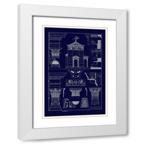 Tower of the Winds and Stoa of Hadrian (Blueprint) White Modern Wood Framed Art Print with Double Matting by Buhlmann, J.