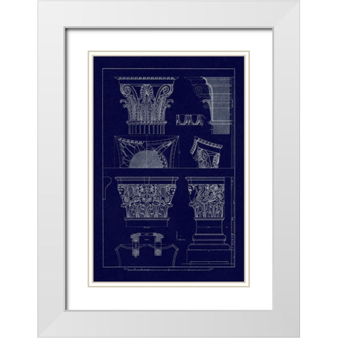 Ancient Capitals (Blueprint) White Modern Wood Framed Art Print with Double Matting by Buhlmann, J.
