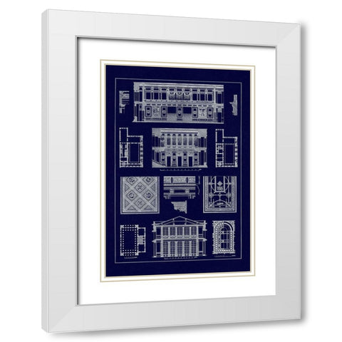 Halls with Galleries (Blueprint) White Modern Wood Framed Art Print with Double Matting by Buhlmann, J.