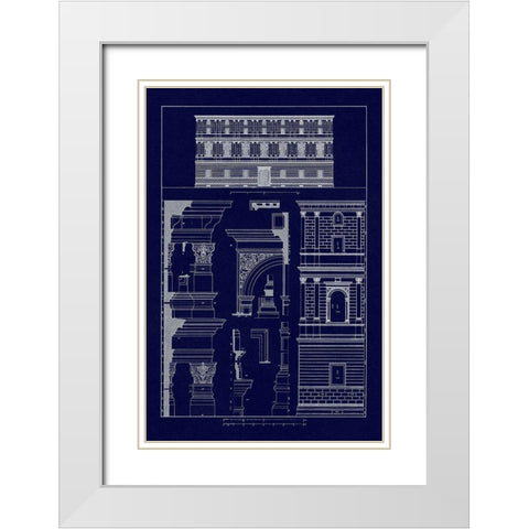 Palazzo Giraud at Rome (Blueprint) White Modern Wood Framed Art Print with Double Matting by Buhlmann, J.