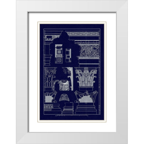 Entablatures, Capitals and Bases (Blueprint) White Modern Wood Framed Art Print with Double Matting by Buhlmann, J.
